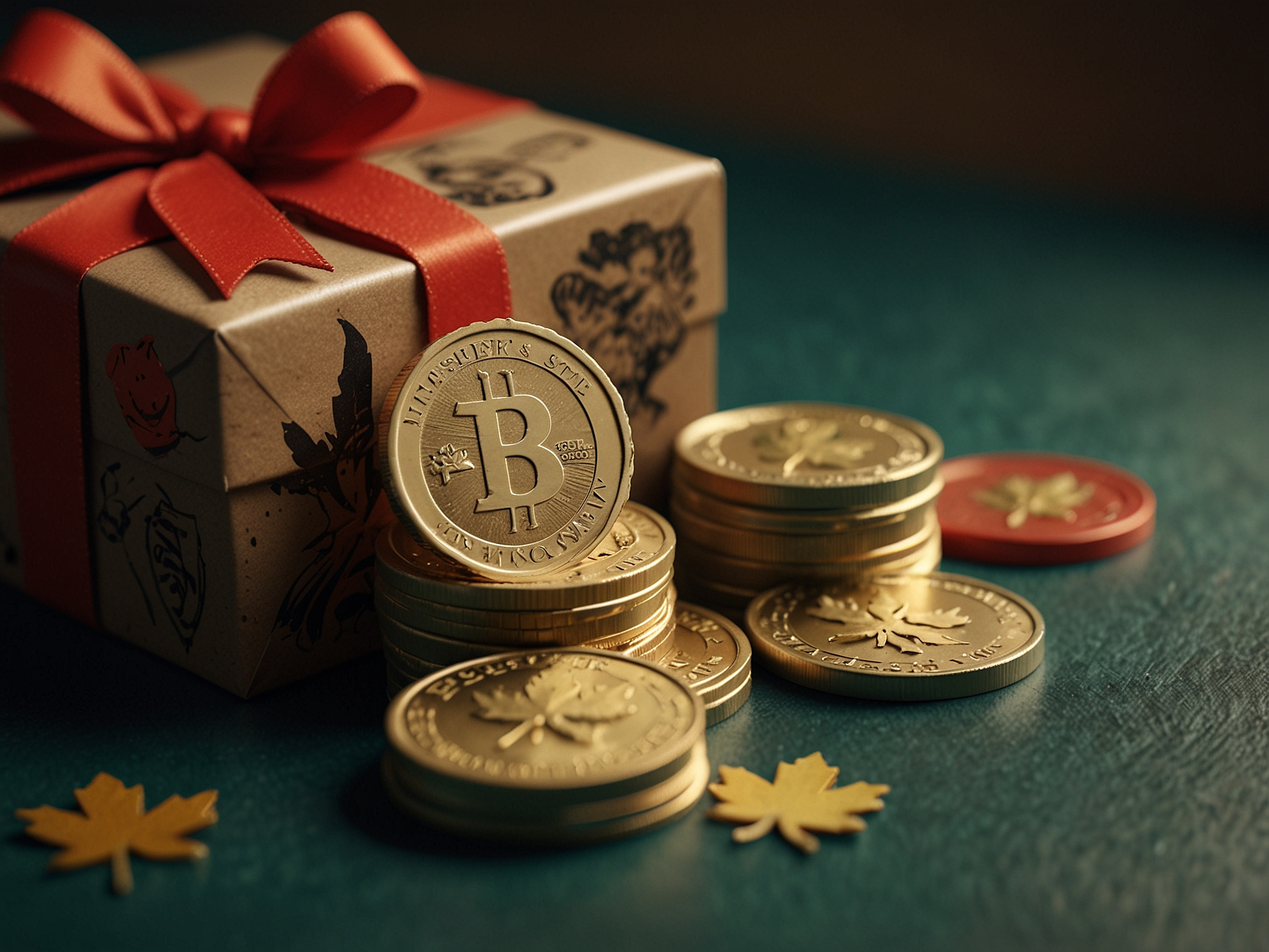 Welcome package visual with stacked coins